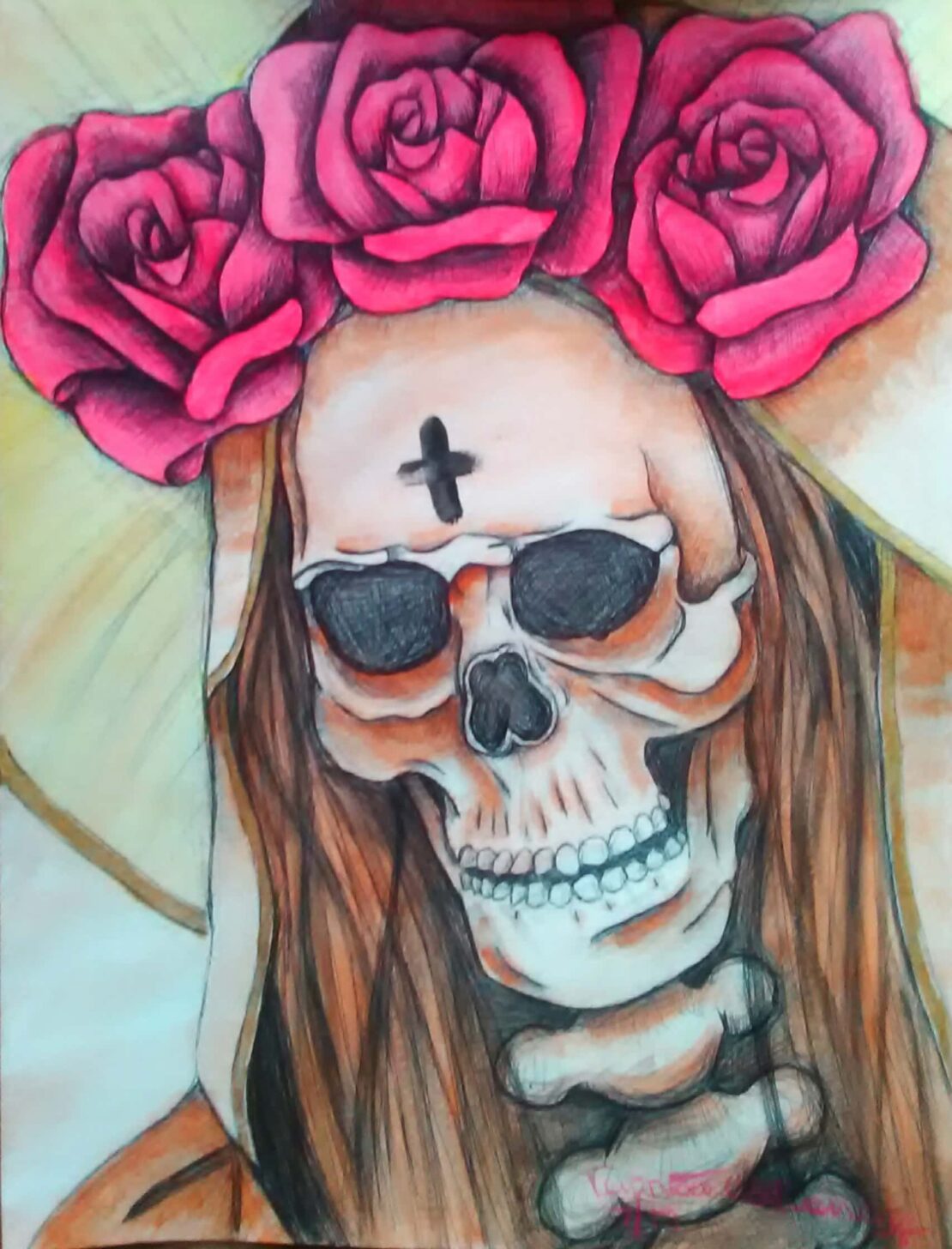 Queen of the Dead - Veronica C. Guerrero - 15" x 11"- Watercolor & Ink on paper