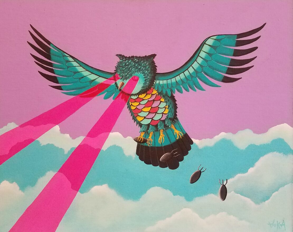 revenge flight - knowartist - Acrylic on canvas board - 16" x 20"