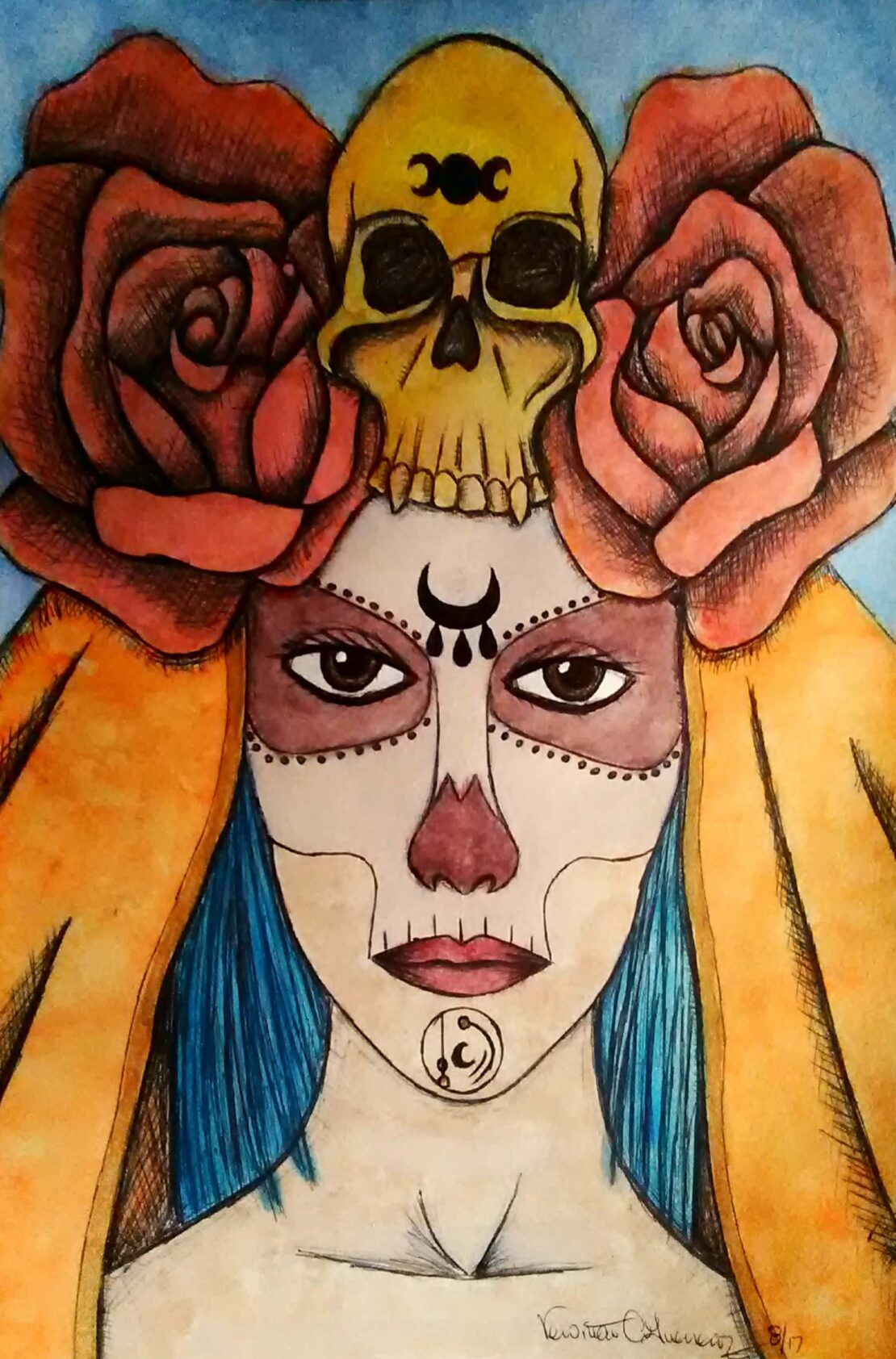 Blessed Be - Veronica C. Guerrero - 11'' x 15''- Watercolor & Ink on paper