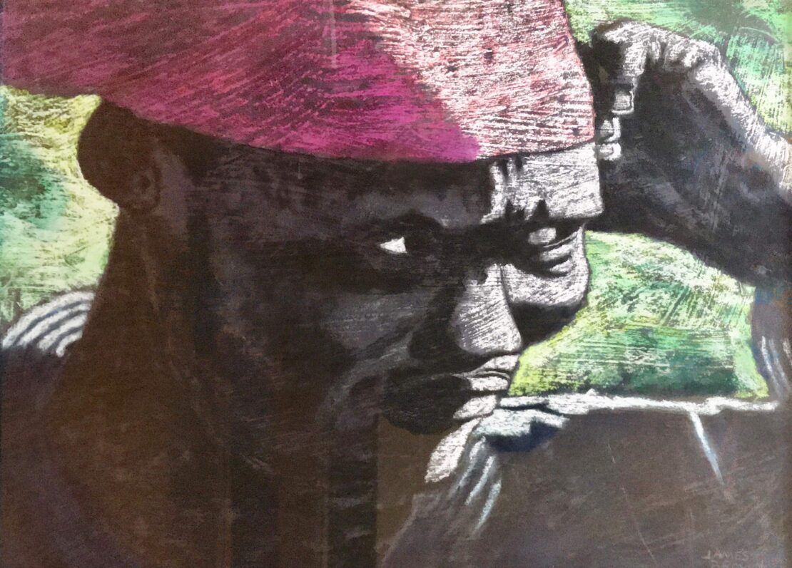 Warrior's Stare II - James Brown - 18'' x 24'' - Pastel on Clayboard