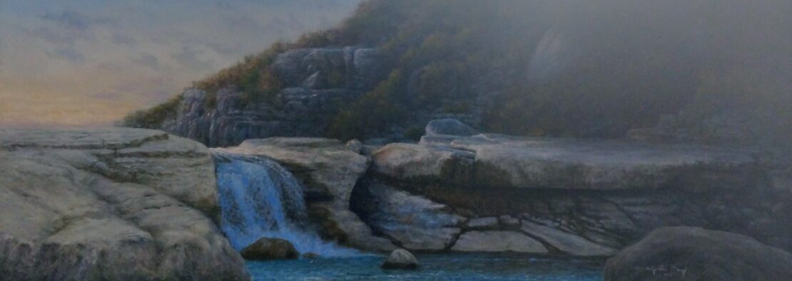 Falls at Pedernales - Justin McHenry - 16'' x 41'' - Oil on Canvas