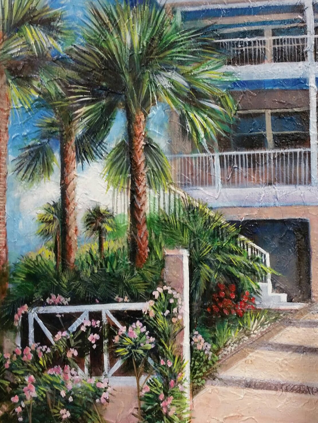 South Padre Island Retreat - Juanita G Garza - 16'' x 20'' - Mixed Media on Canvas - Framed