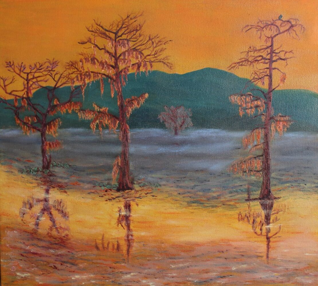 Evening on Caddo Lake - Vera (von Benckendorff-) Smith - 18'' x 18'' - Oil on Canvas