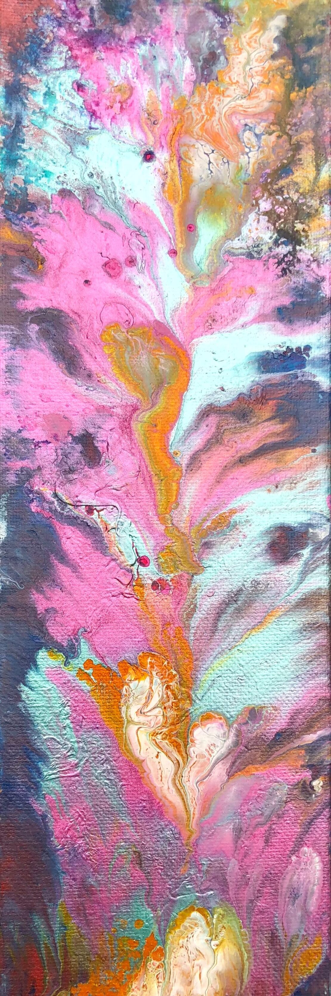 Magenta Bloom - James Brown - 4'' x 12'' - Acrylic/Resin on Canvas