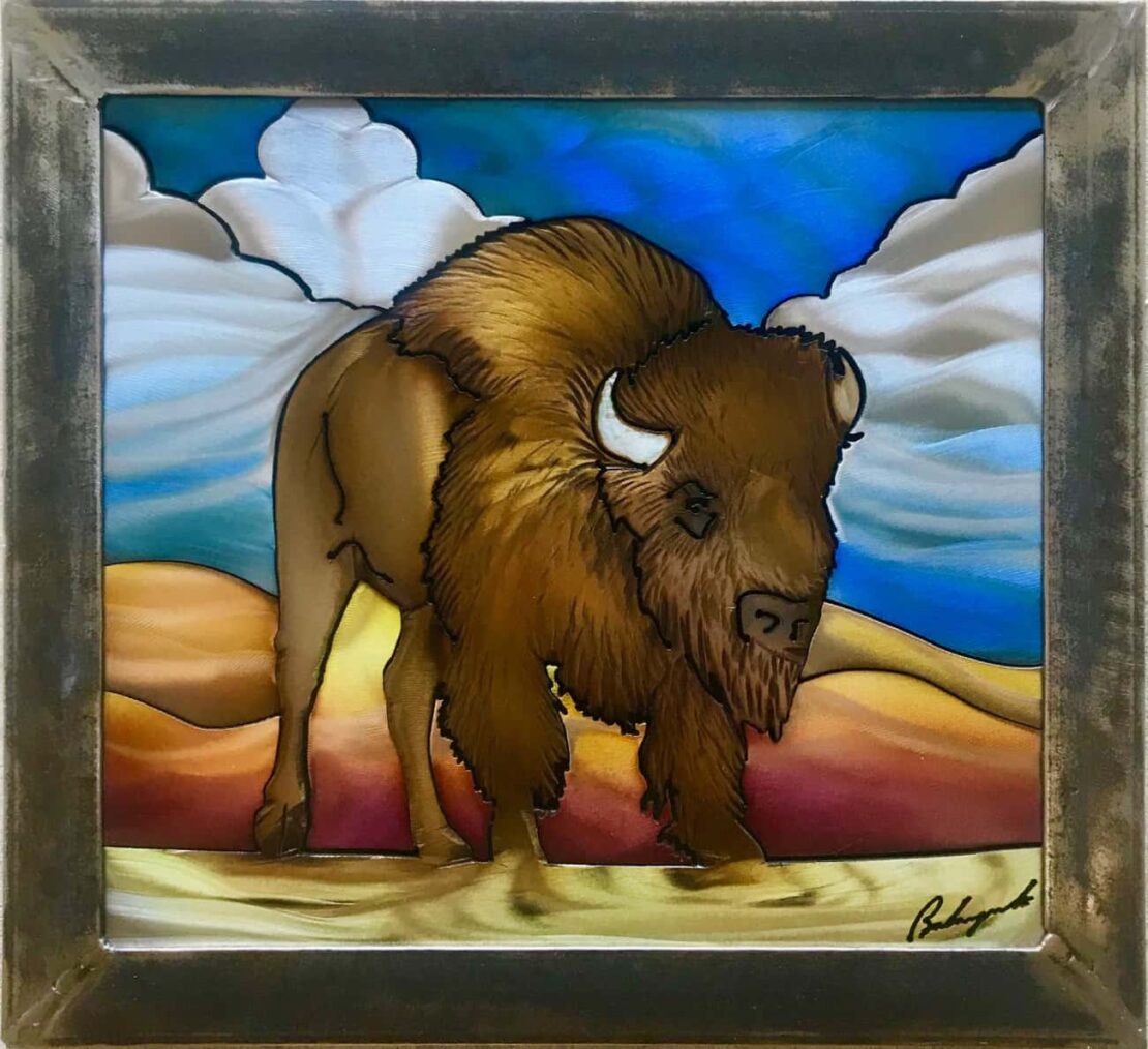 Buffalo n' Clouds - Aaron Bialaszewski - 14" x 12" - Dyed Metal