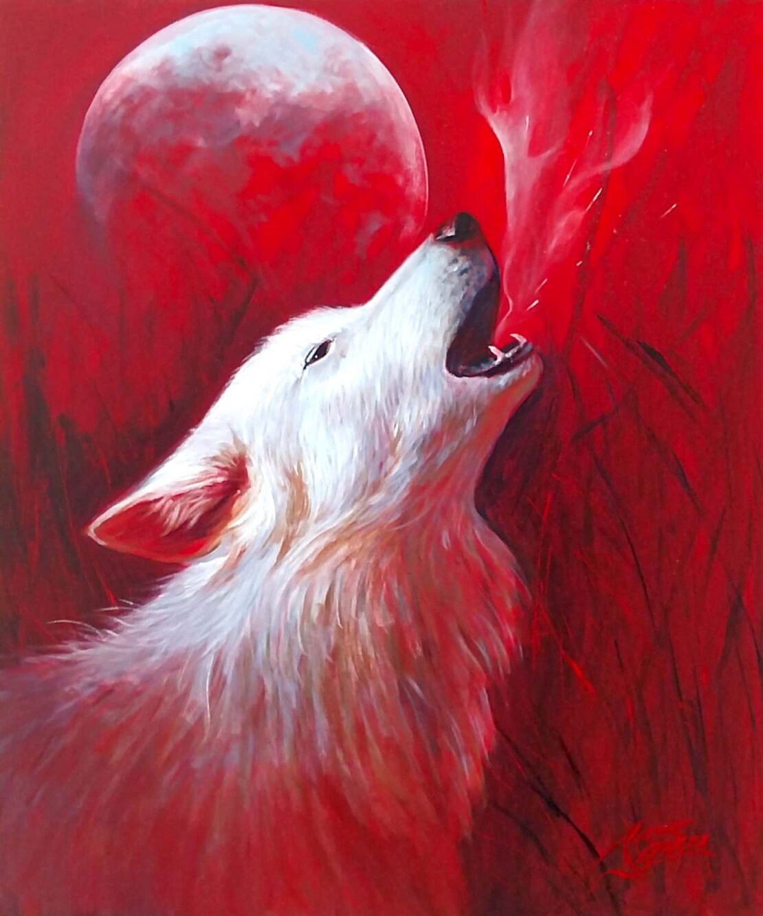 Howl At The Moon - Robert Garza - 24" x 20" - Acrylic on Canvas