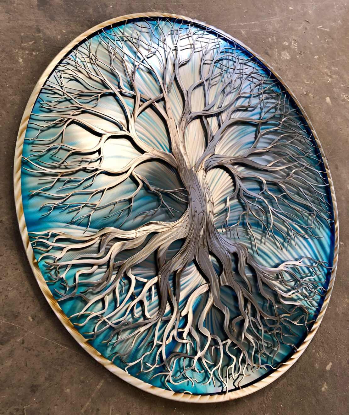 Yggdrasil - Aaron Bialaszewski - 47" x 45" - Dyed Metal