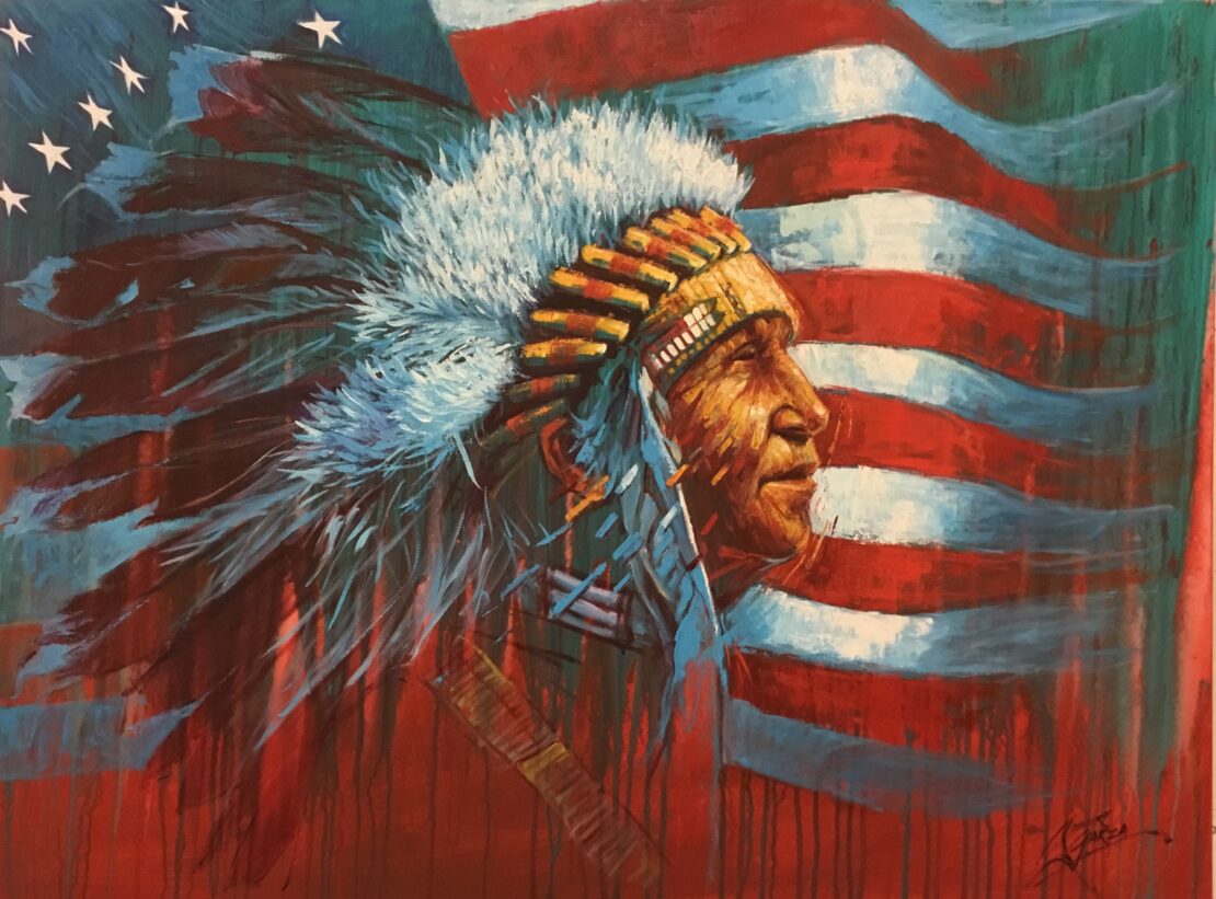 American Indian - Robert Garza - 48" x 36" - Acrylic on Canvas