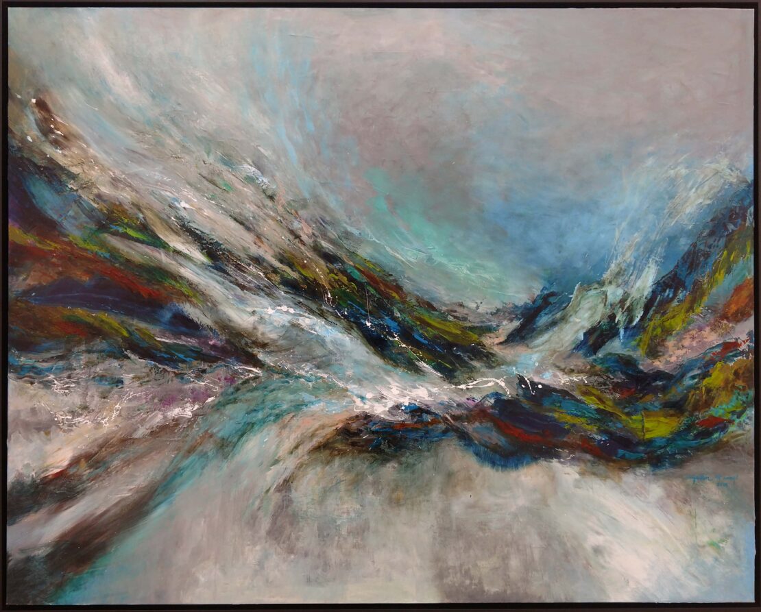 Aqua Blue Rush - Justin McHenry - 62" x 50" - Acrylic on Canvas