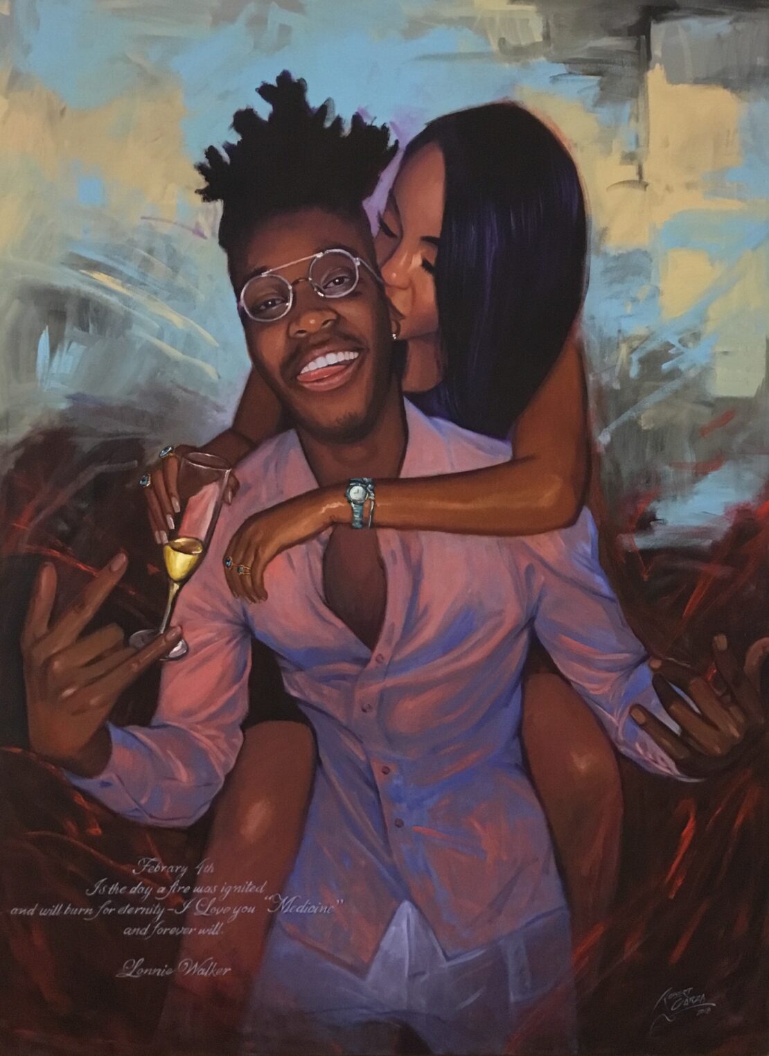 Lonnie Walker (Spurs) - Robert Garza - 36" x 48" - Mixed media on Canvas