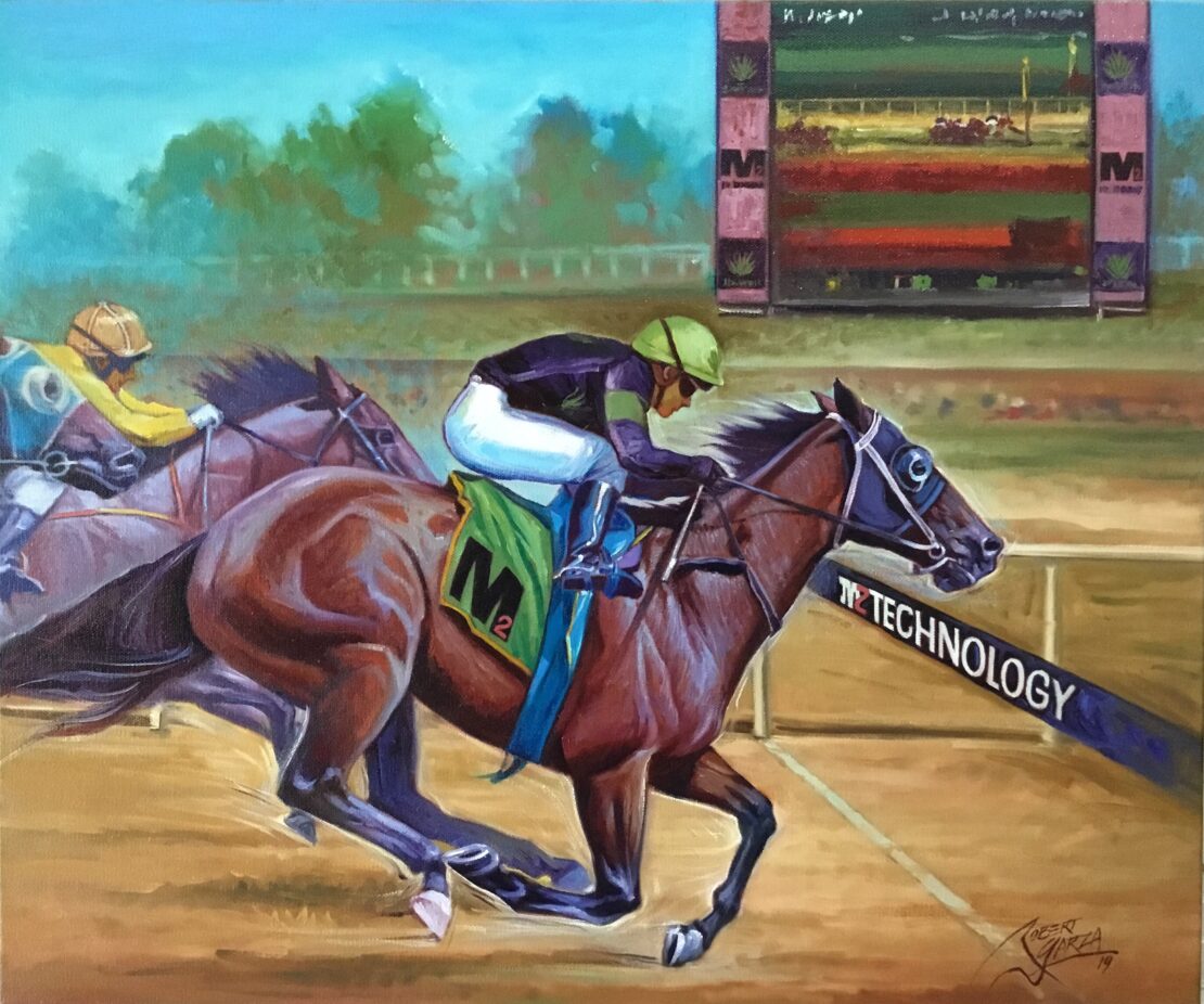 Agave horse race - Robert Garza - 20" x 24" - Oil on Canvas