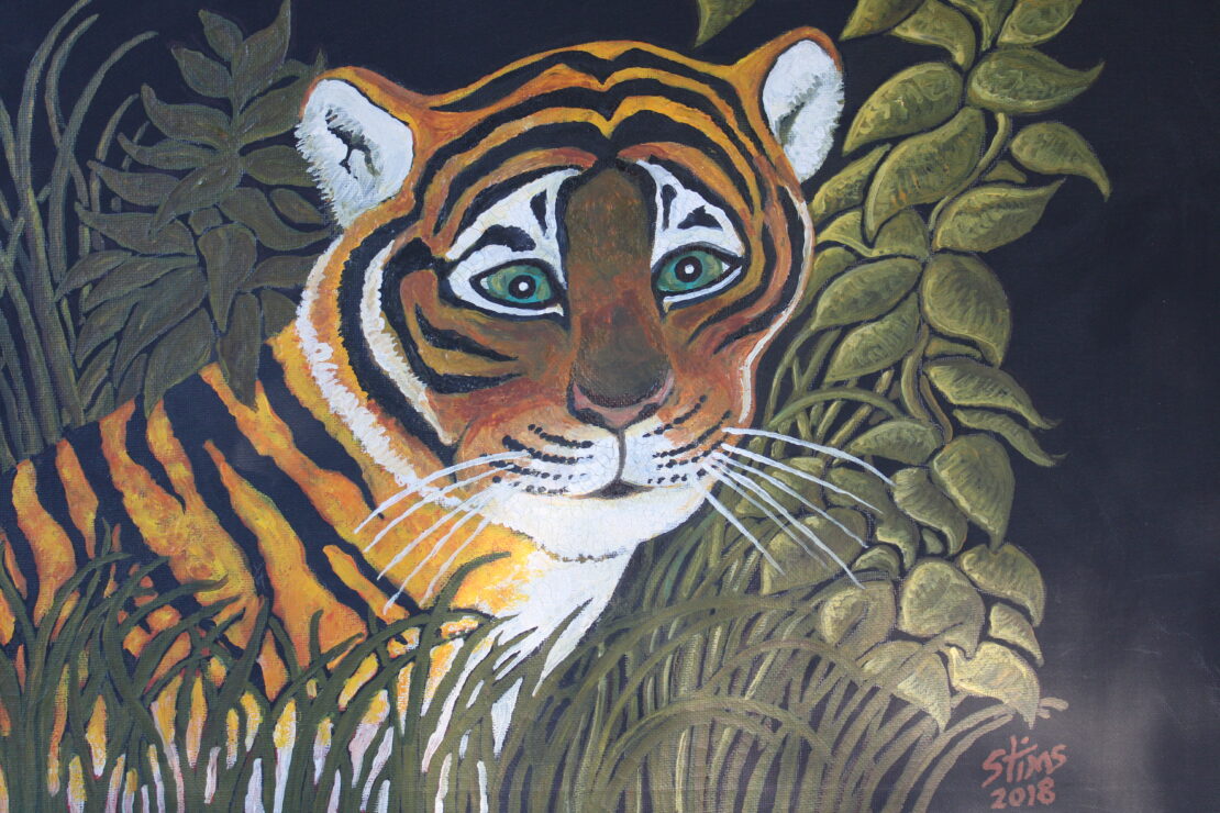 Bengal Tiger Cub - Stan Tims - 16" x 20" - Watercolor on Canvas