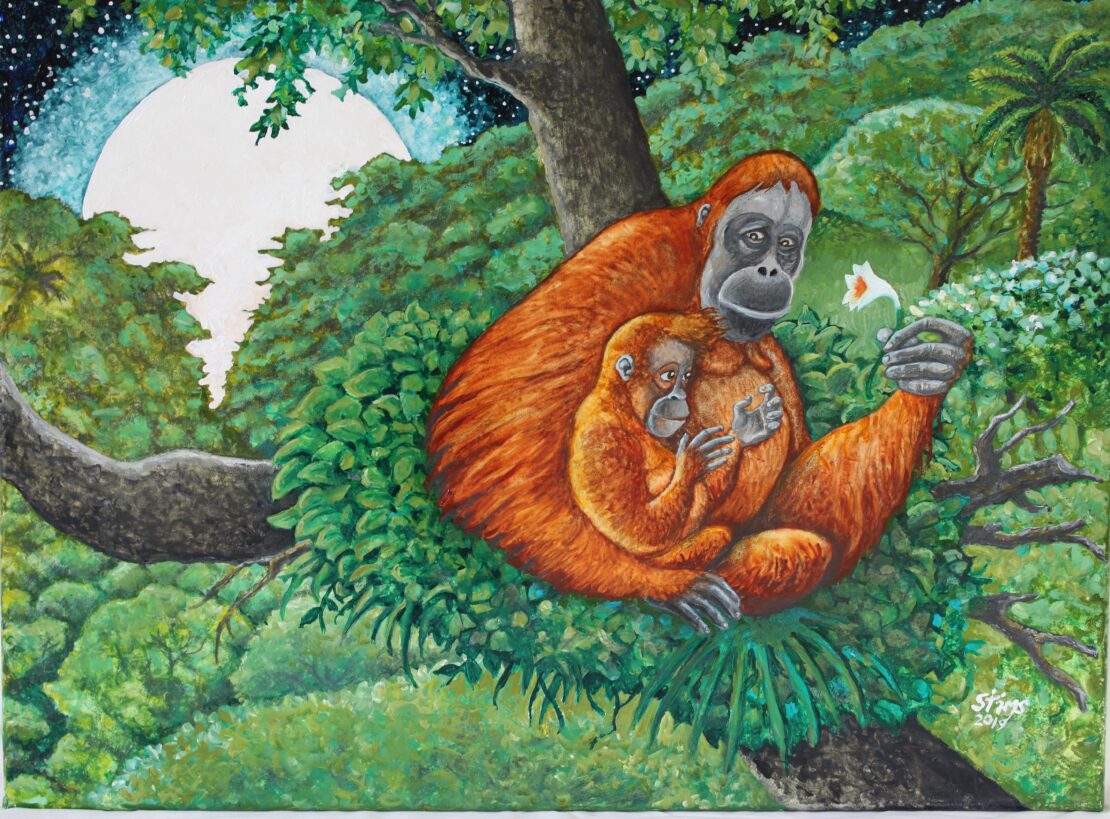 Orangutan - Stan Tims - 18" x 24" - Watercolor on Canvas