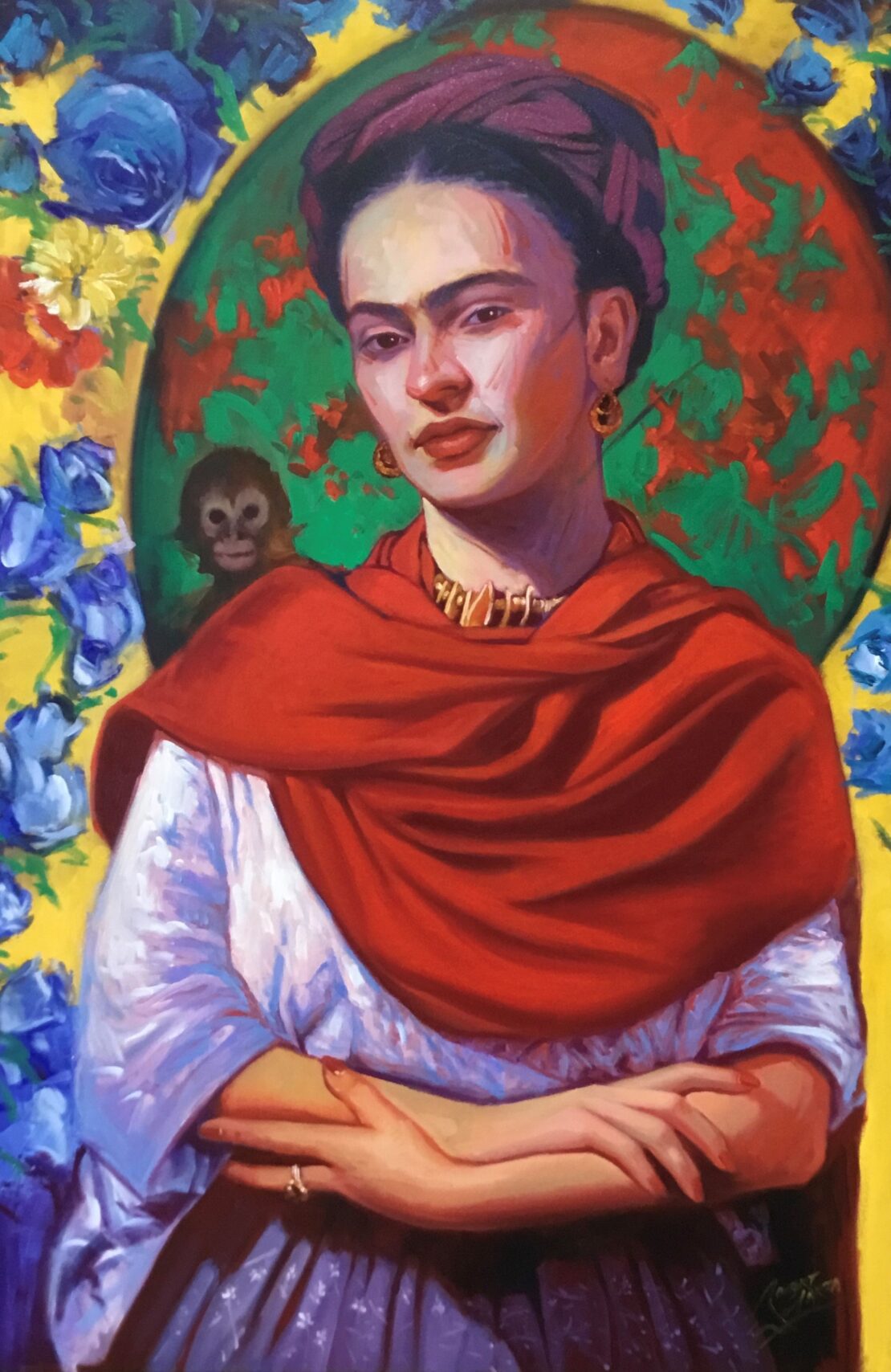 Frida Kahlo - 24" x 36" - Robert Garza - Oil & Acrylic on Canvas