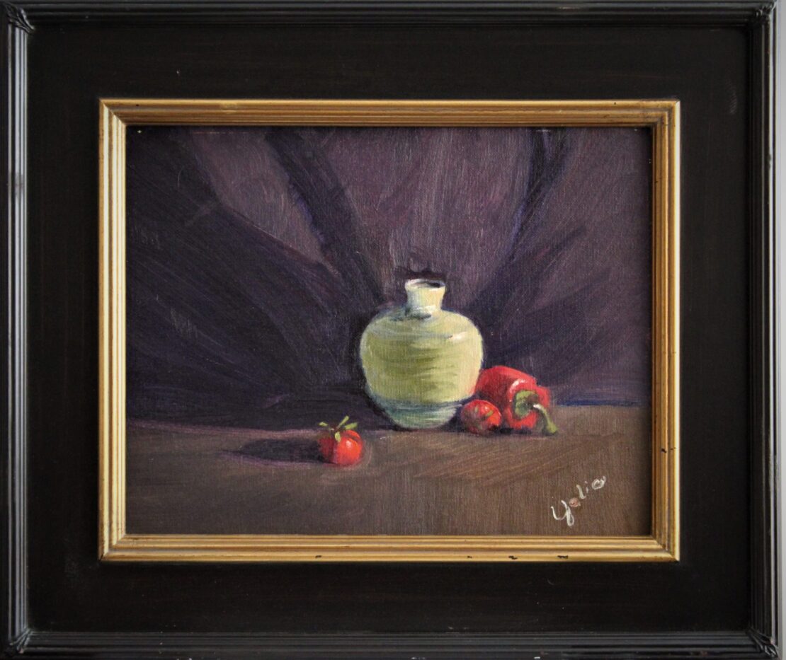 Vase & Peppers - Yolanda Clifton - 20'' x 17'' - Oil on Canvas