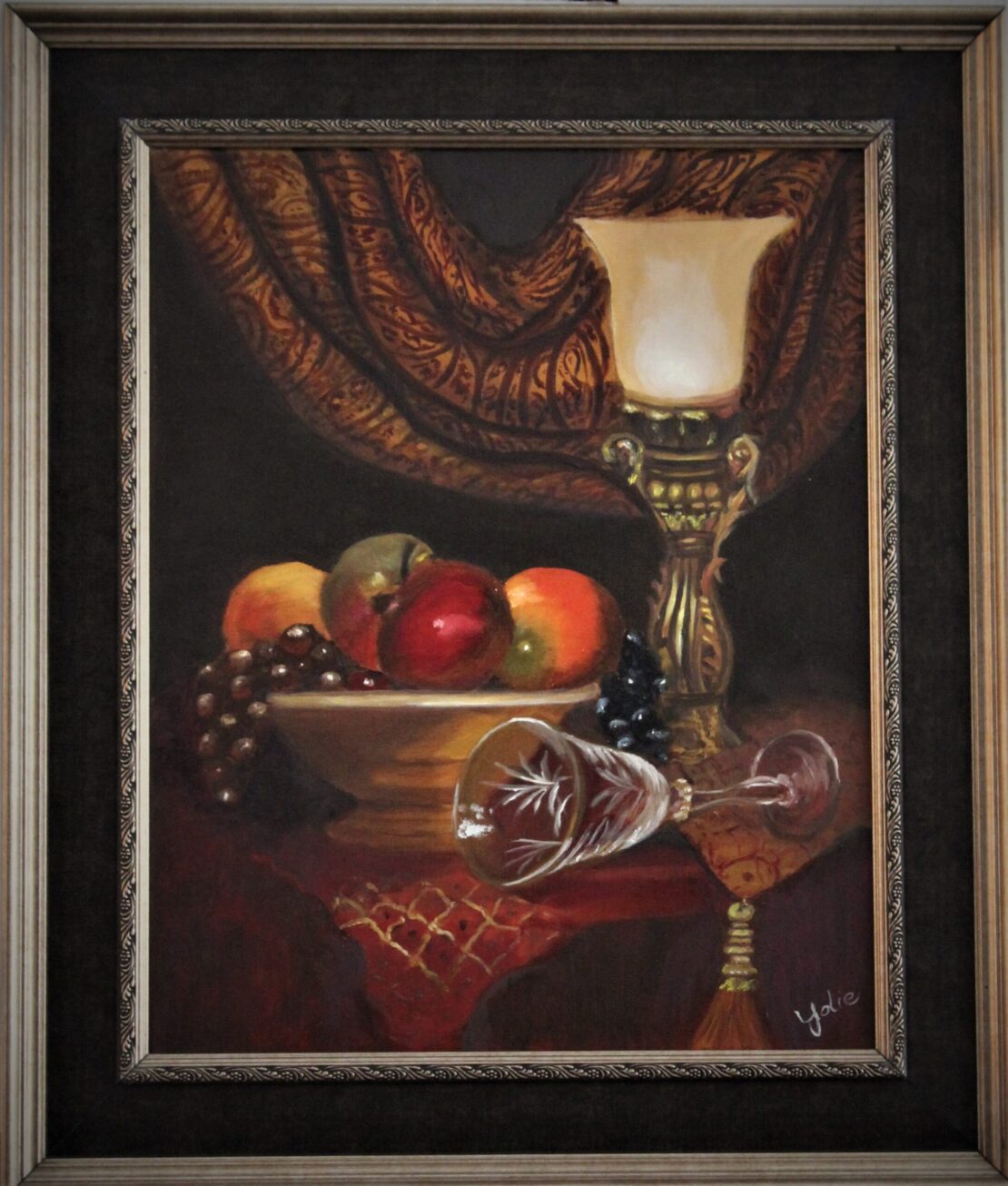 Fruit & Wine Glass - Yolanda Clifton - 26" x 22" - Oil on Canvas