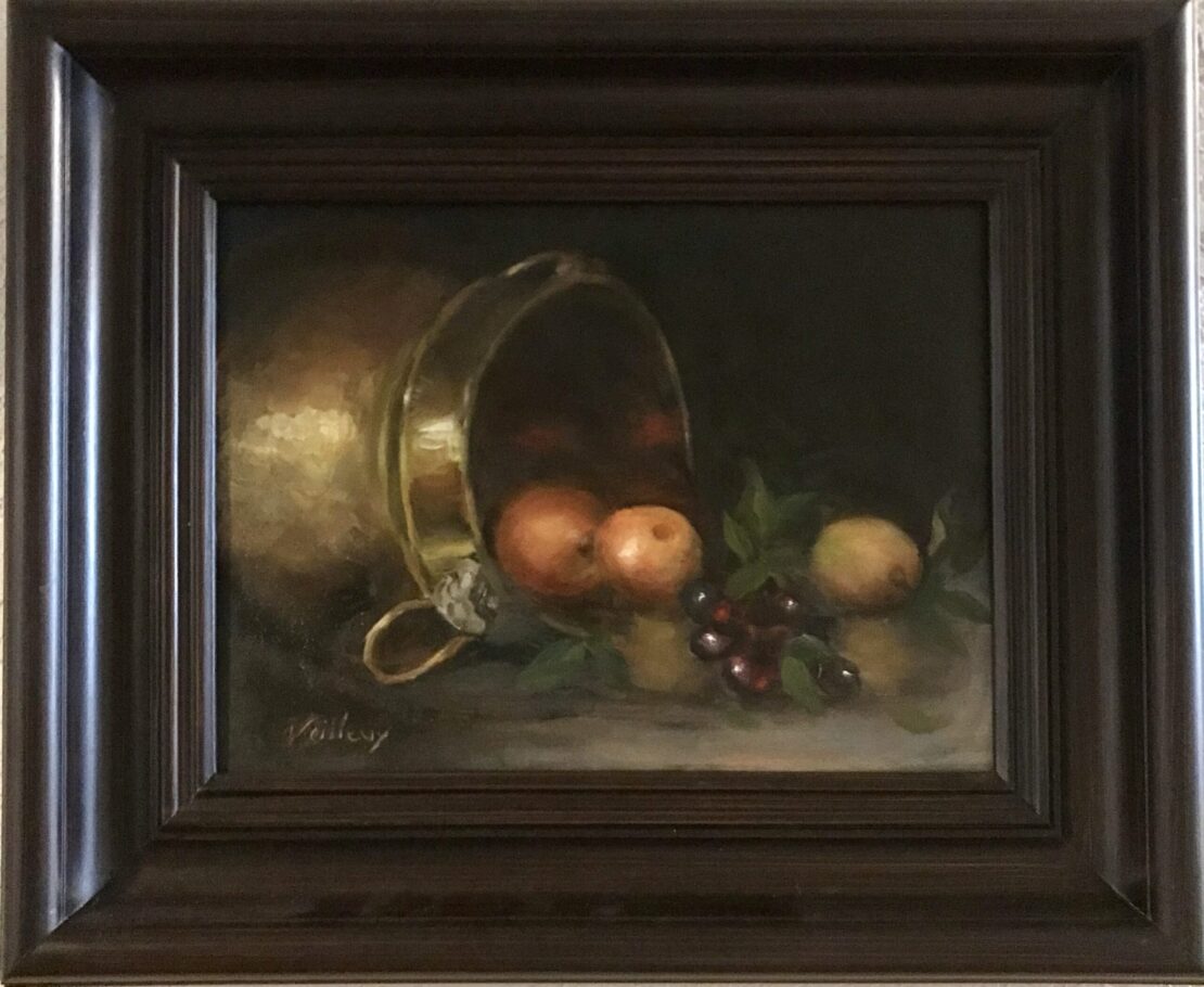 Gold Pot and Apricots - Jessica Veilleux - 14" x 17" - Oil on Panel