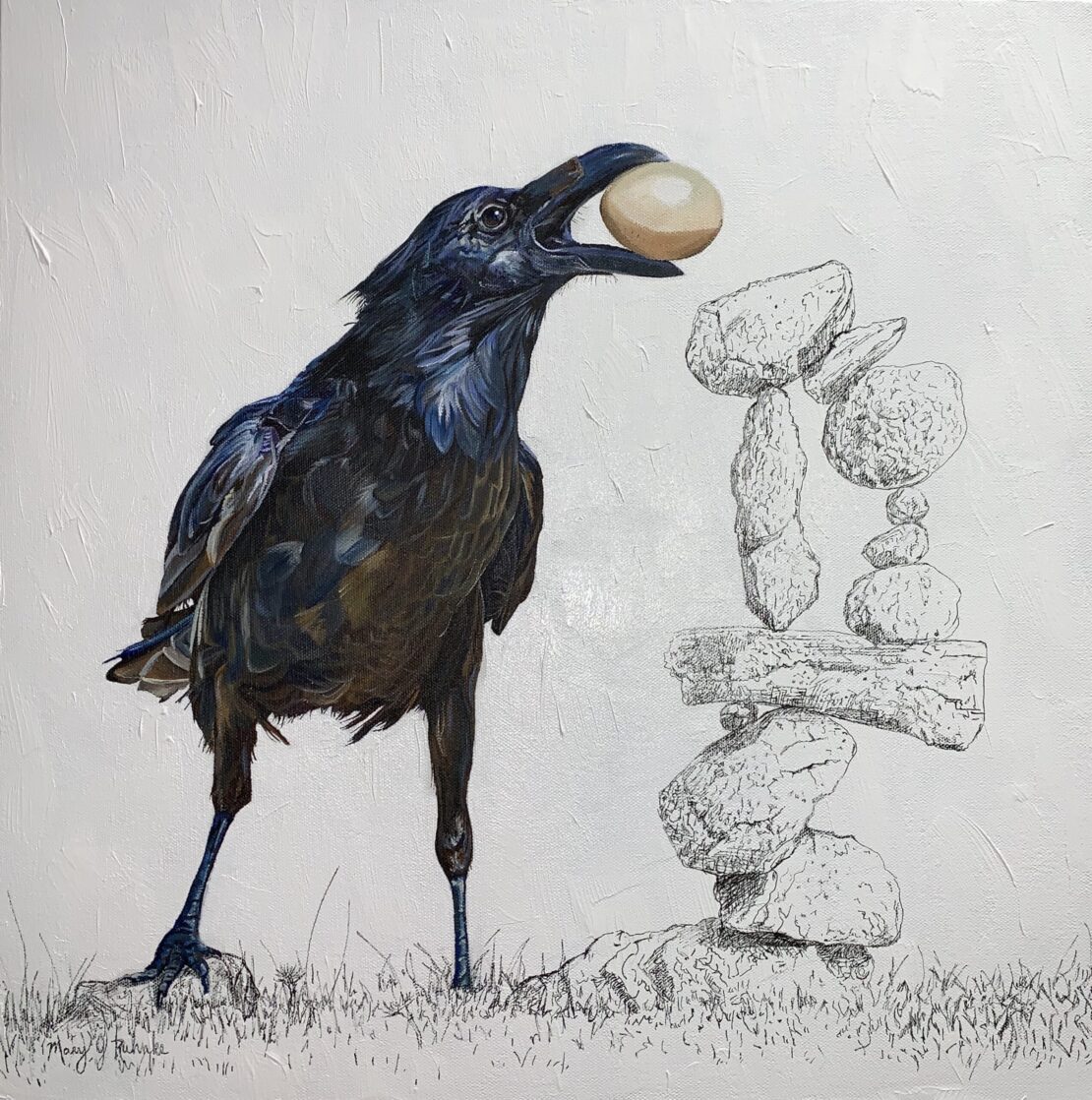Finding Equilibrium - Mary Jean Ruhnke - 20" x 20" - Mixed Media on Canvas