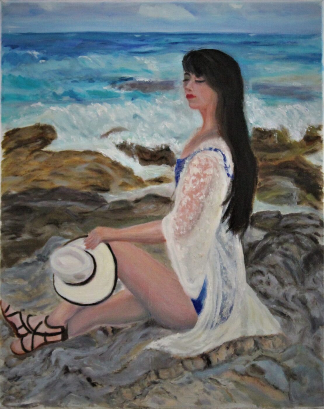 Girl On The Beach - Yolanda Clifton - 16'' x 20'' - Oil on Canvas