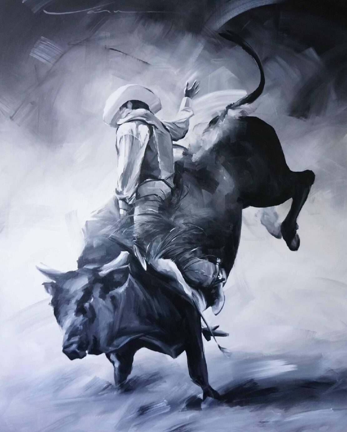 Romeo en el Rodeo - VARU Art Studios - 60" x 48" - Acrylic on Canvas