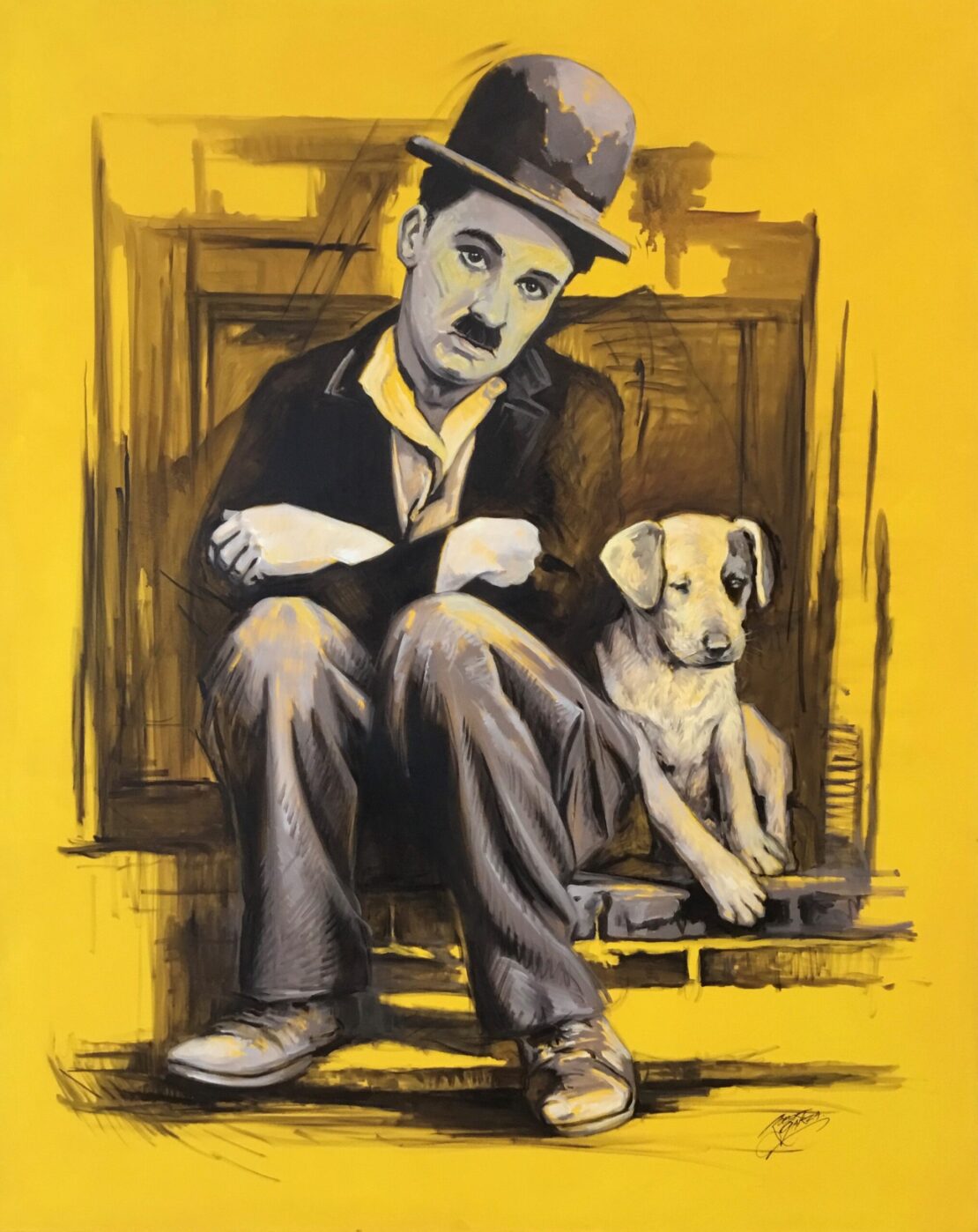 Charlie Chaplain - Robert Garza - 48" x 60" - Acrylic on Canvas