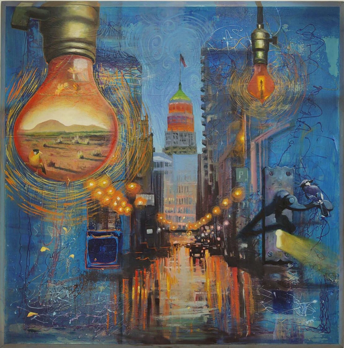 San Antonio Cityscape - Robert J. Wilkens - 48" x 48" - Oil on Canvas