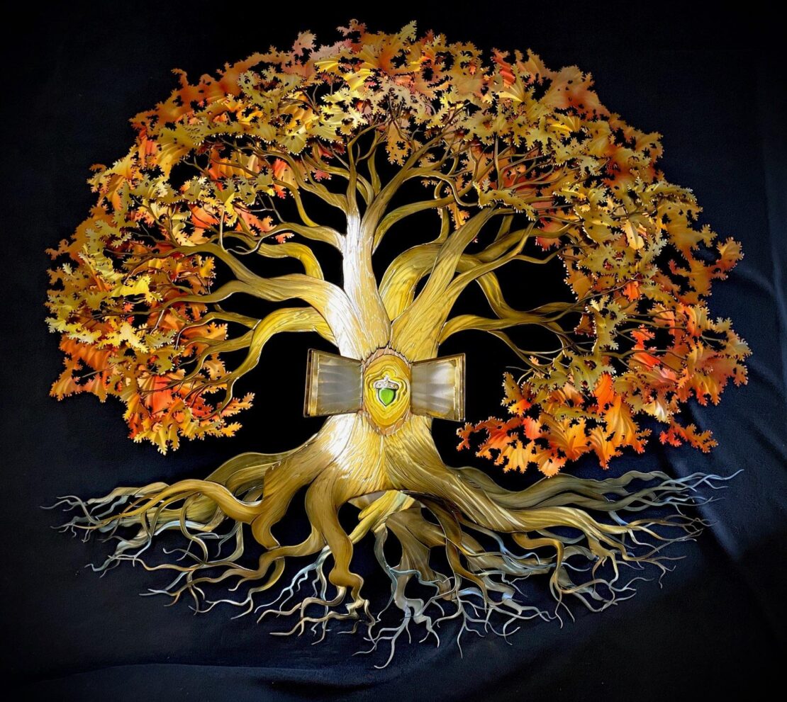 Oak Story – Aaron Bialaszewski – 46″ x 42″ – Dyed Steel