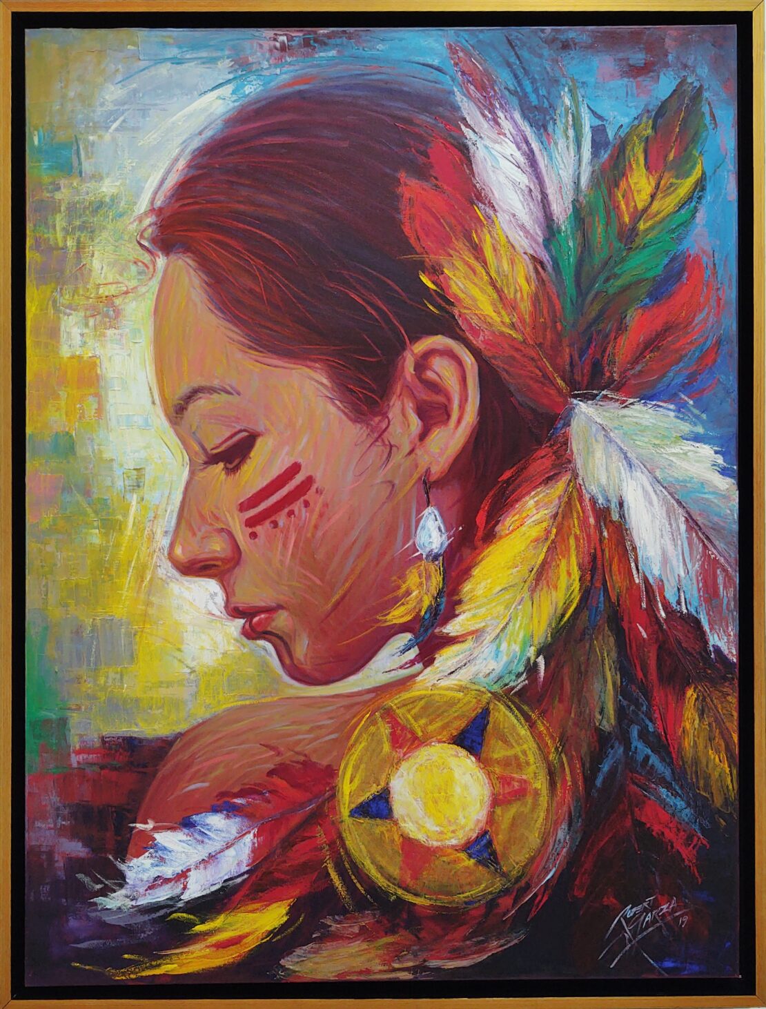 American Indian Woman - Robert Garza - 36” x 48” - Oil & Acrylic on Canvas