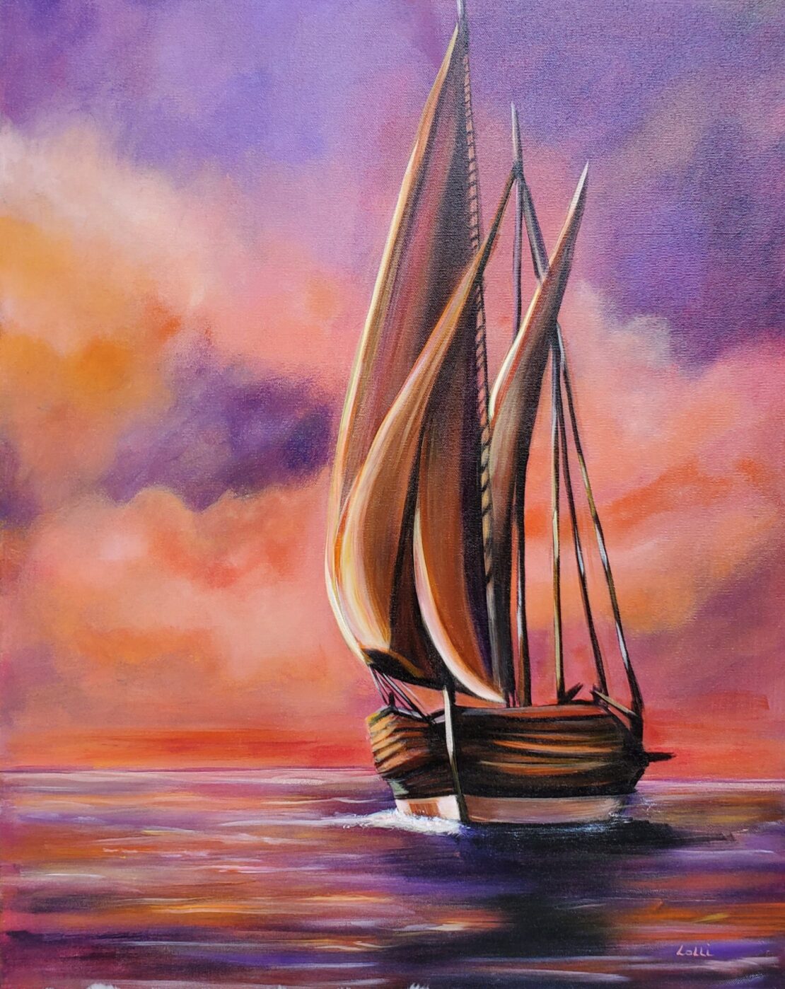 Purple Sail - Lolli Hollsten - 24'' x 30'' - Acrylic on Canvas