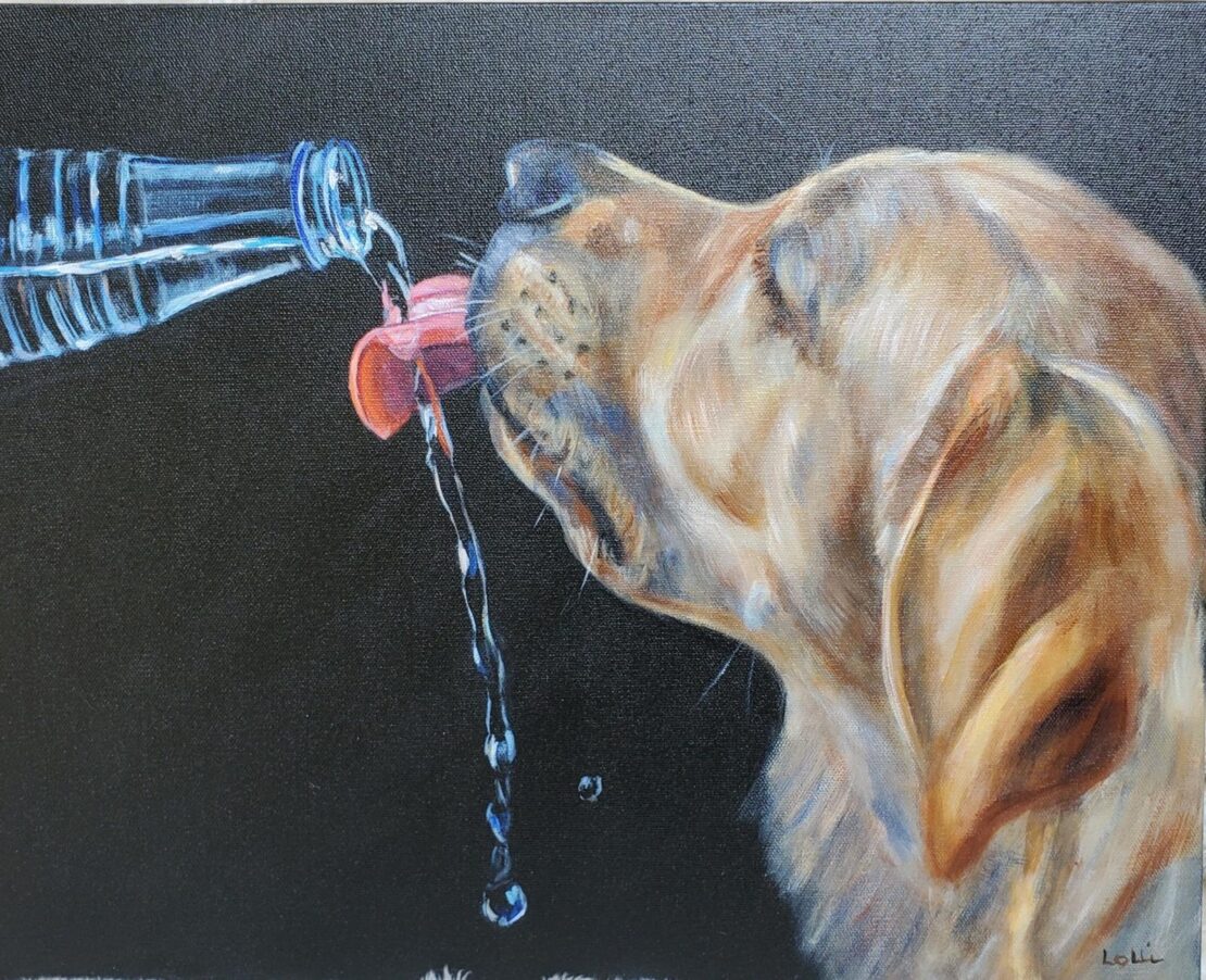 Adelaide Drank The Whole Bottle Of Water - Lolli Hollsten - 16'' x 20'' - Acrylic on Canvas