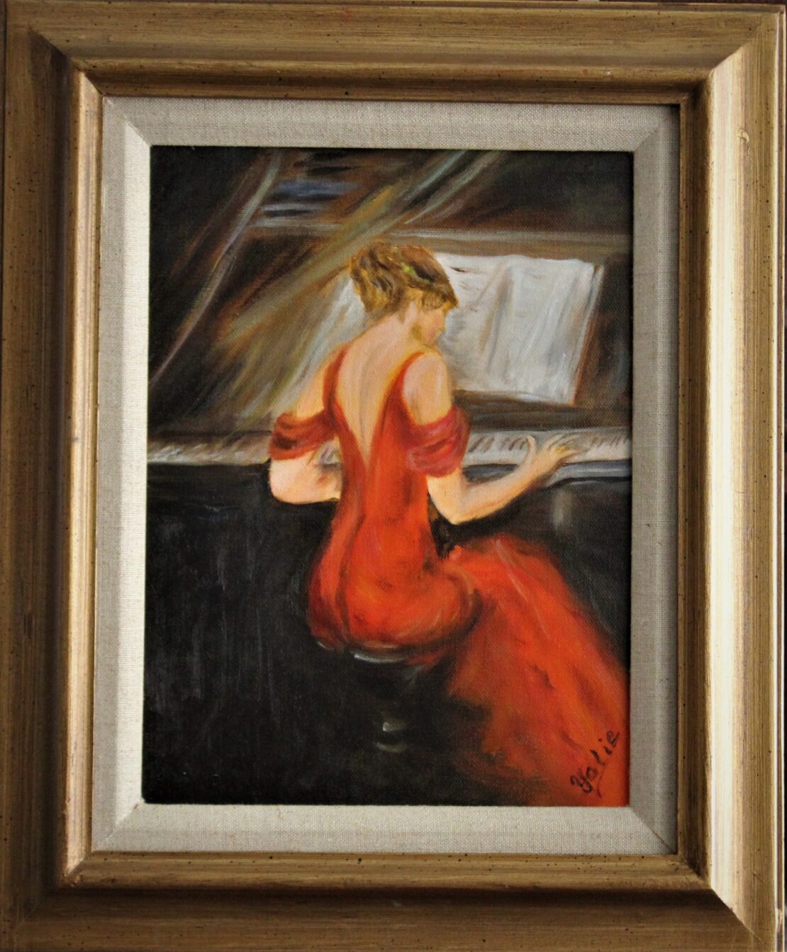 La Dame en Rouge - Yolanda Clifton - 9'' x 12'' - Oil on Canvas