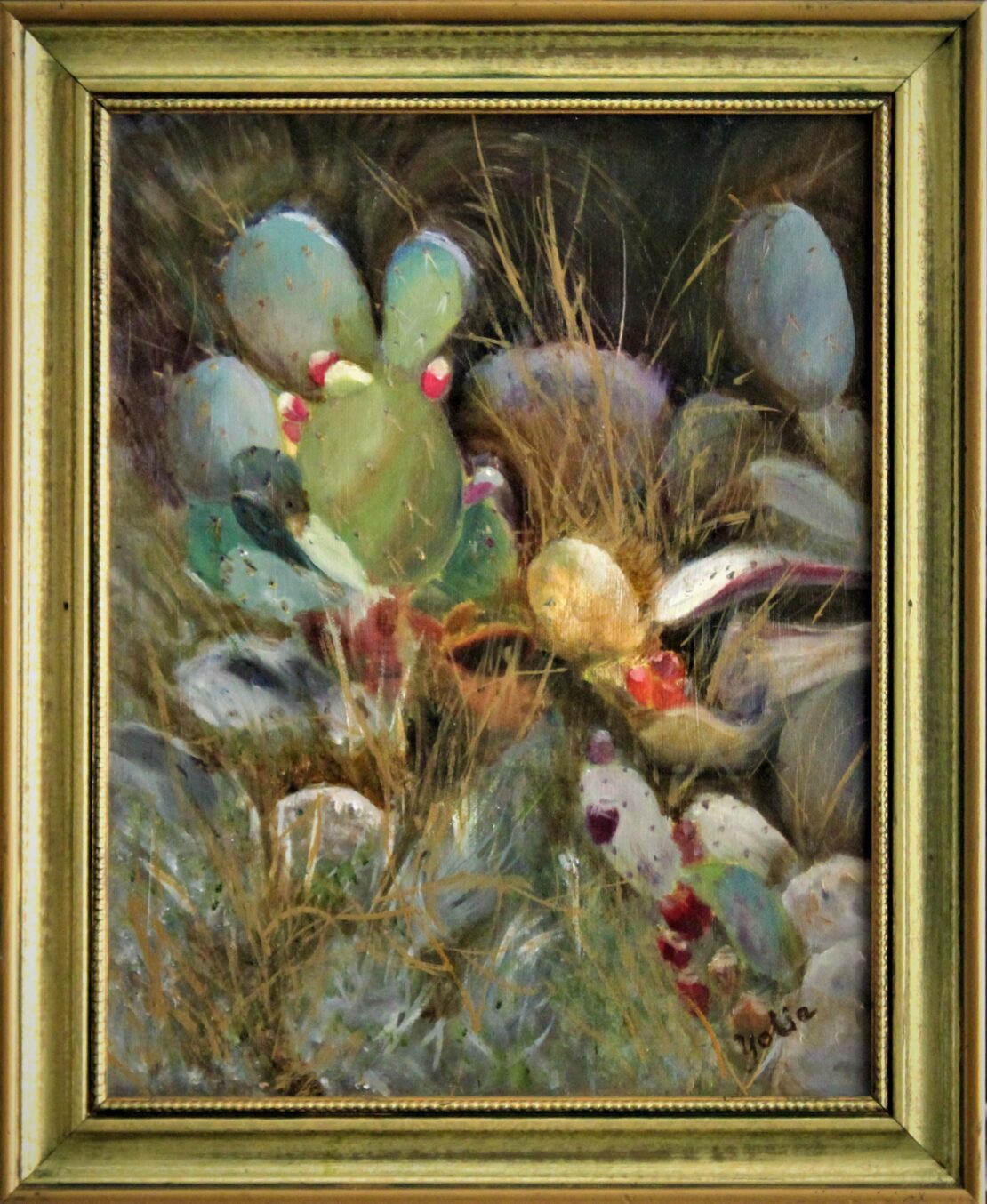 McAllister Park Cactus - Yolanda Clifton - 14" x 11" - Oil on Canvas