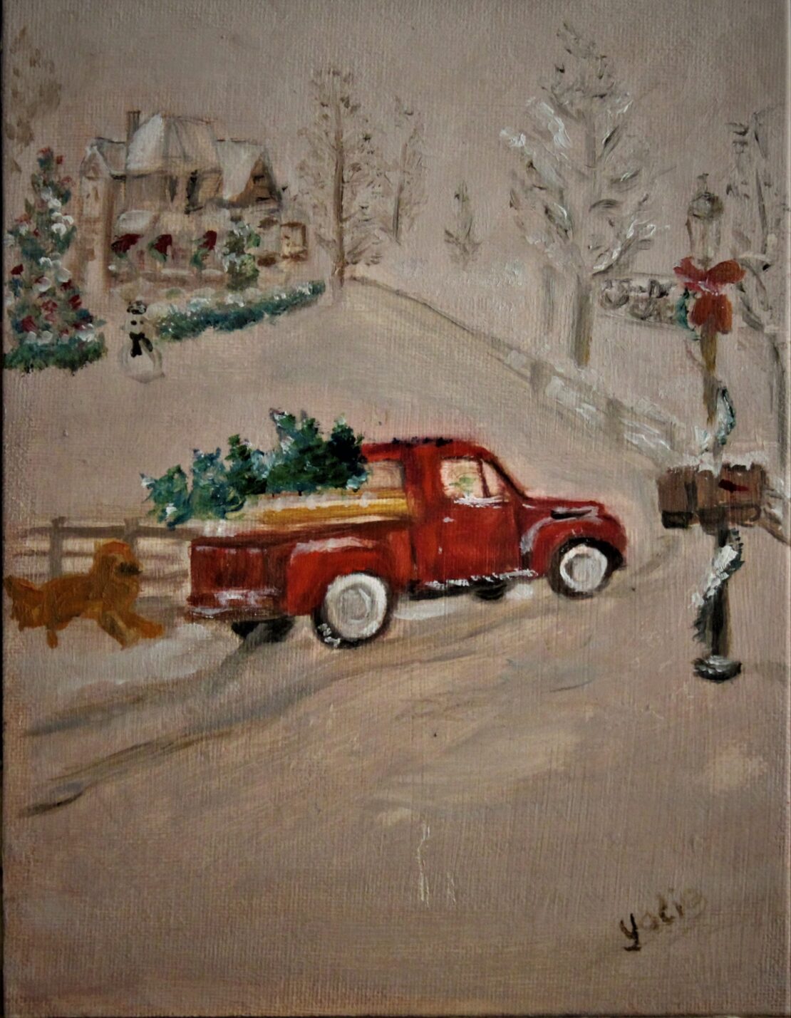 Vintage Christmas (no frame) - Yolanda Clifton - 7'' x 9'' - Oil on Canvas