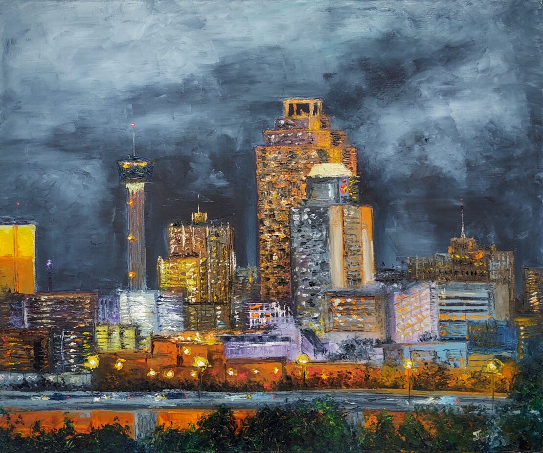 San Antonio Skyline IV - Joao Quiroz - 24" x 20" - Oil on Canvas