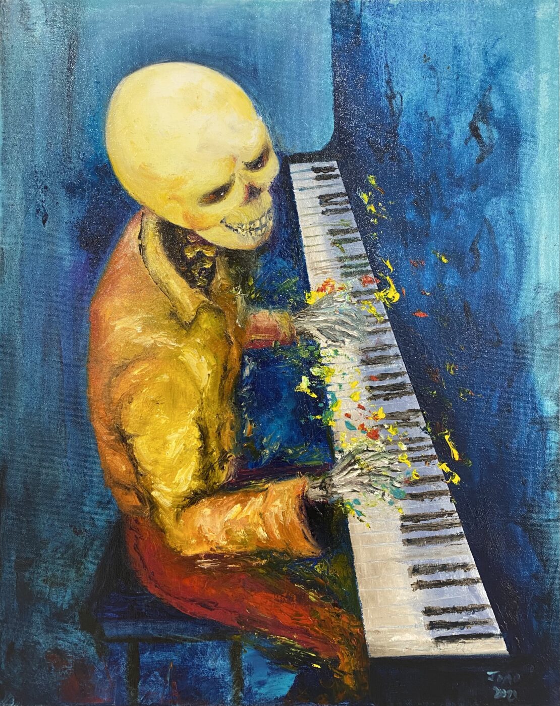 The Piano Man - Joao Quiroz - 16" x 20" - Oil on Canvas