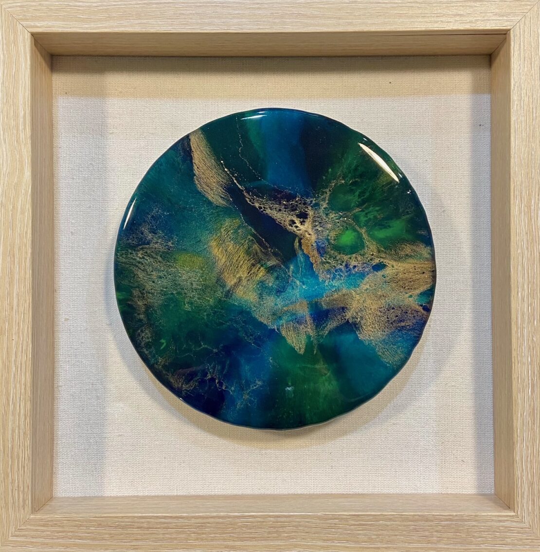 Layers Afloat - Rodney Pray - 10" x 10" - Resin, acrylic and inks on wood panel