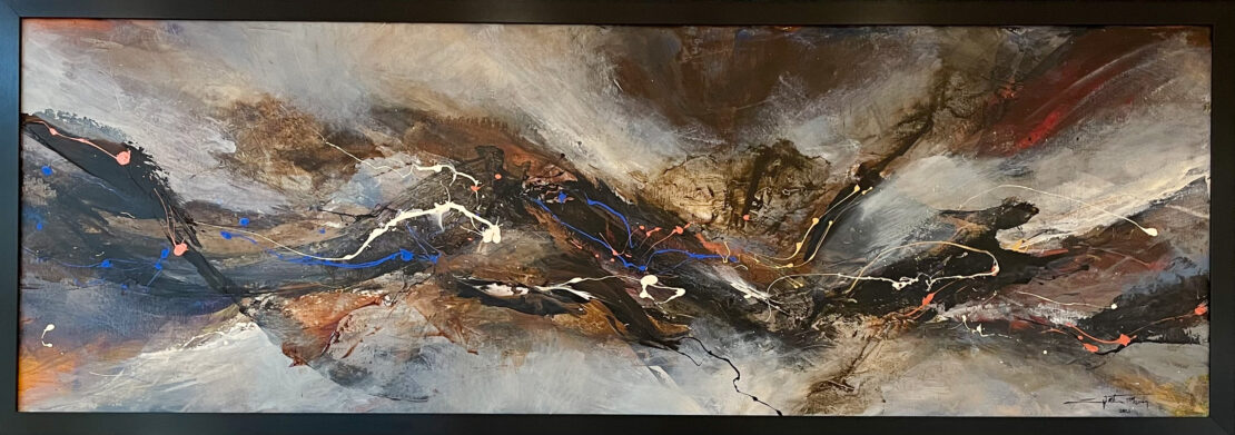 Waves of Ochre - Justin McHenry - 27" x 74" - Mixed Media on Canvas