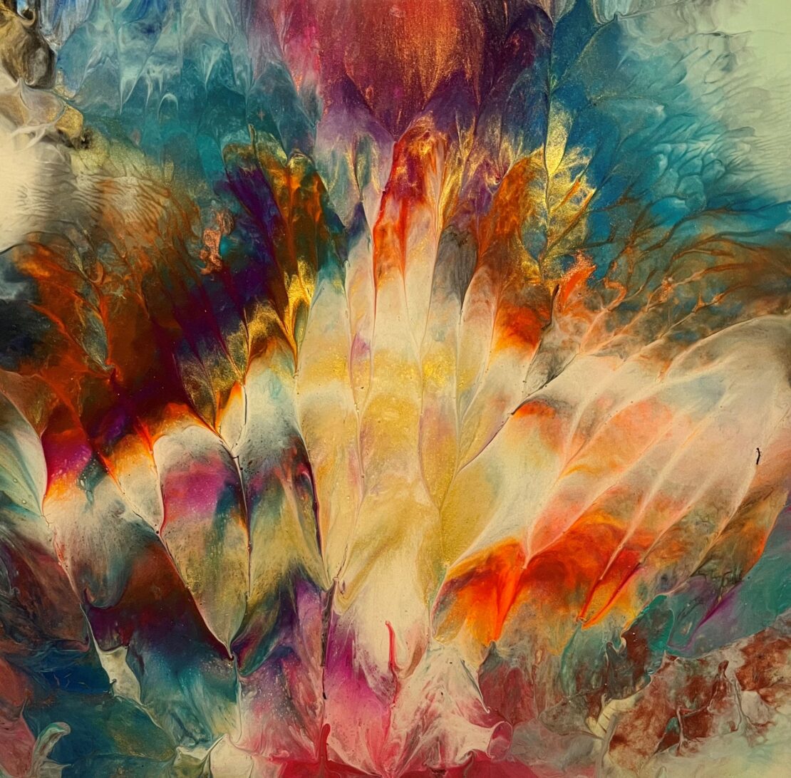 Floral Fantasy #70 - James Brown - 12" x 12" - Acrylic and Resin on Board