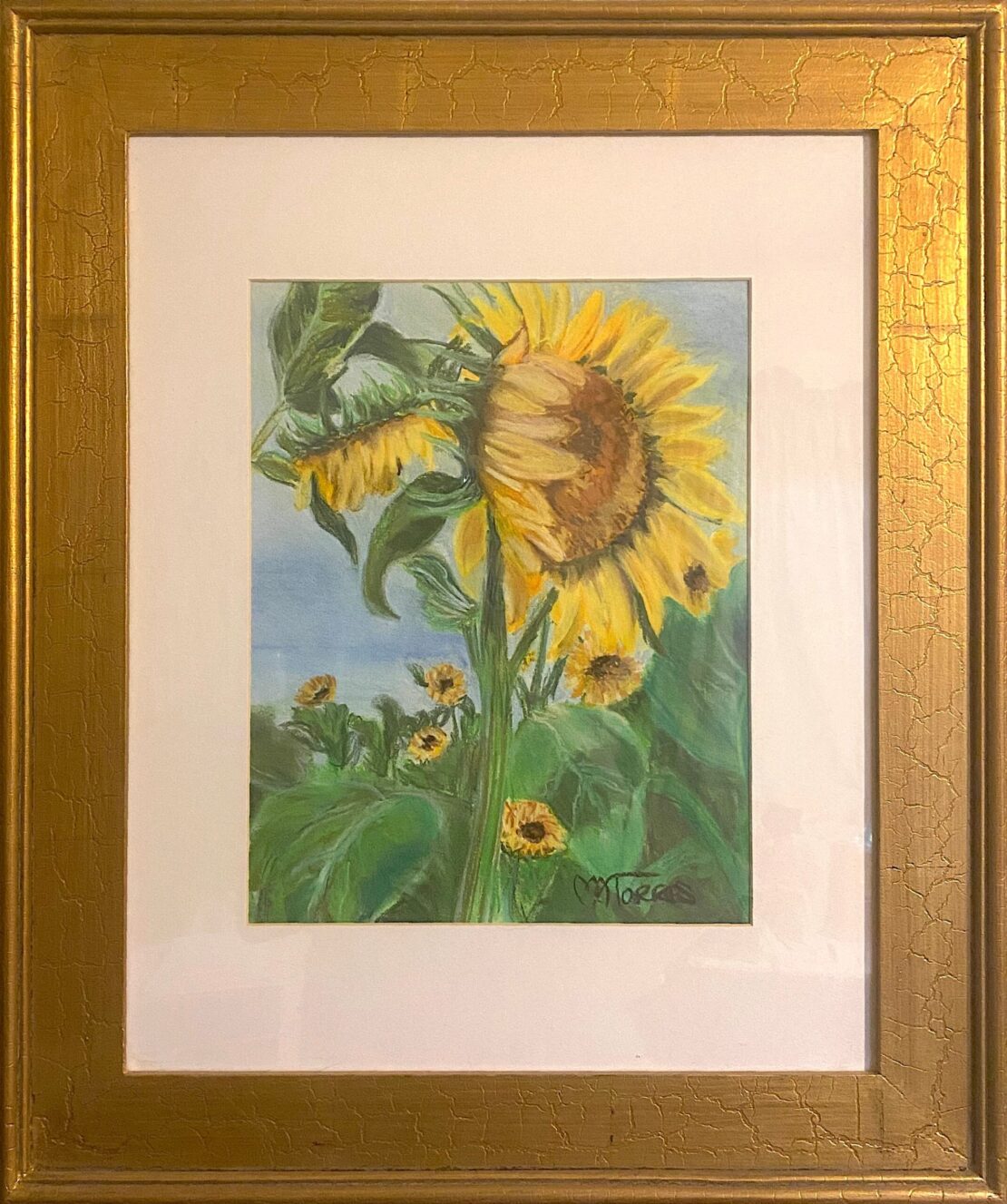 Ahead of The Rest Sunflowers - Melissa A. Torres - 25" x 22" - Pastels on Paper