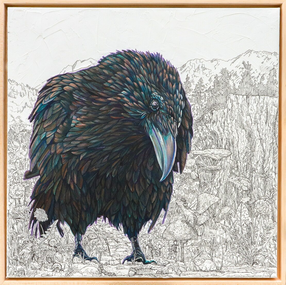 Enchanted Encounter - Mary Jean Ruhnke - 21" x 21" - Mixed Media on Canvas