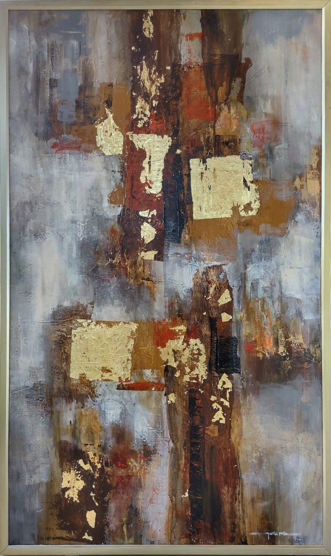 Falling Gold II - Justin McHenry - 29.5" x 49.5" - Mixed Media on Canvas