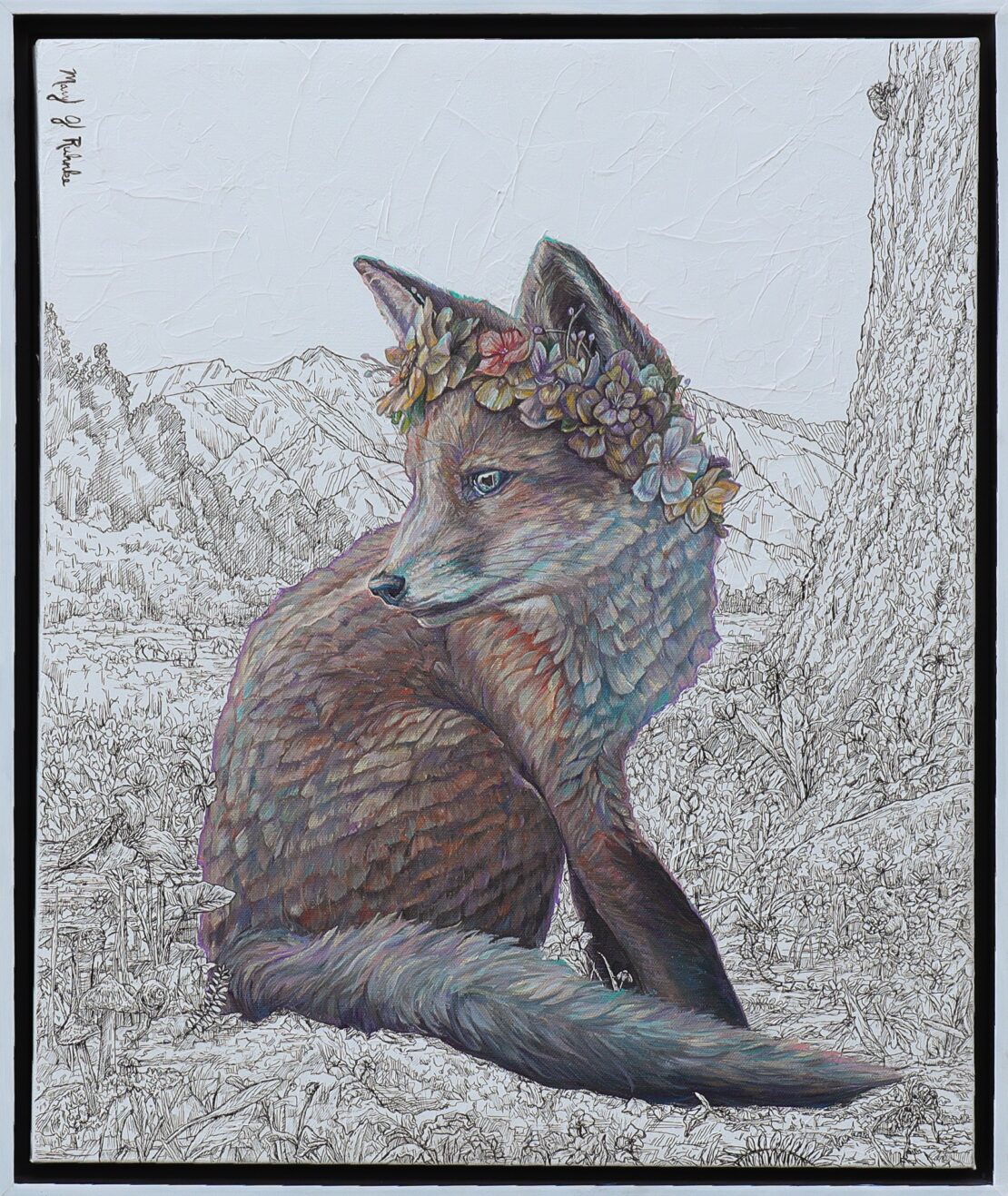 One With Nature - Mary Jean Ruhnke - 25" x 21" - Mixed Media on Canvas