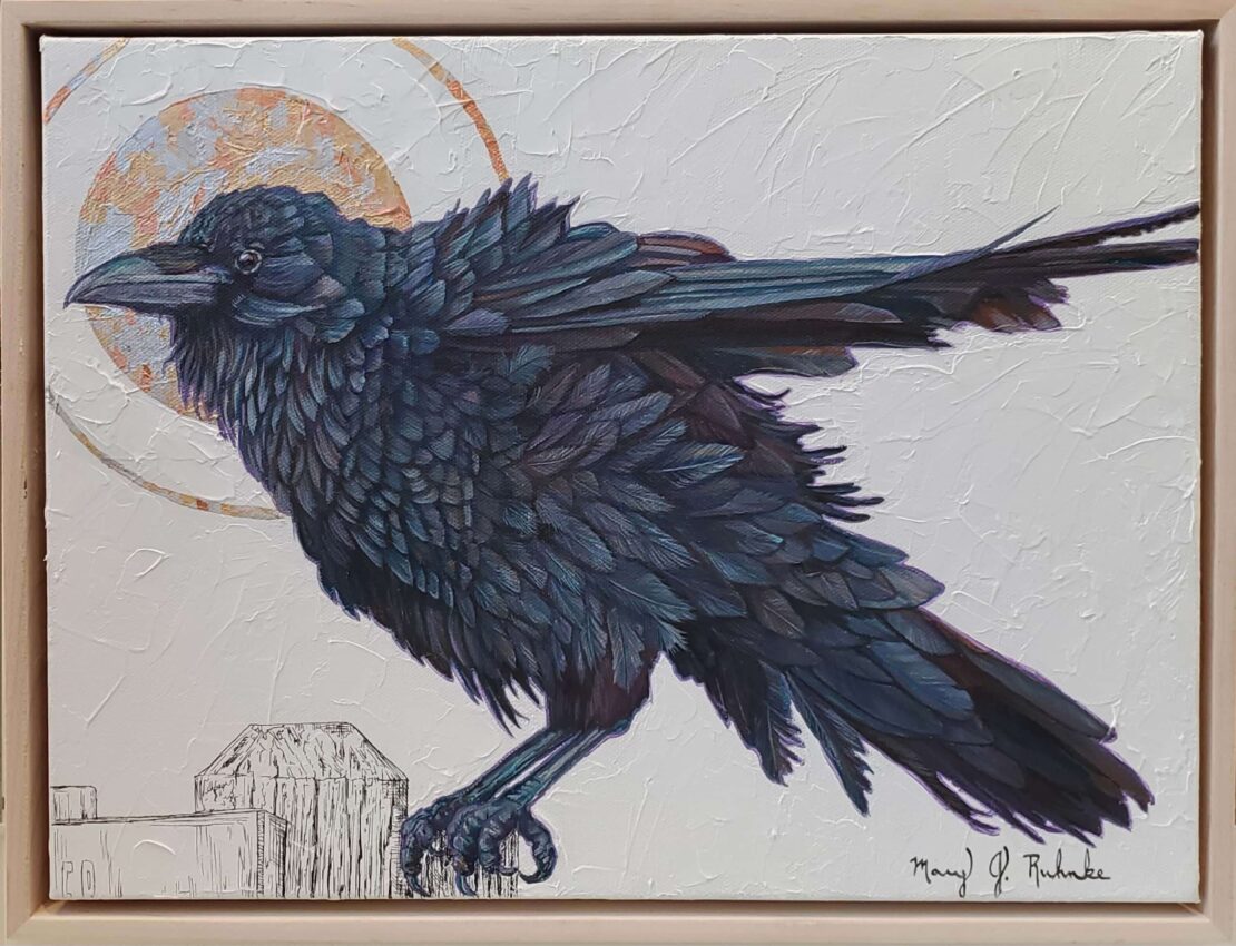 Embracing the Wind Beneath My Wings - Mary Jean Ruhnke - 13.25'' x 17.25'' - Mixed Media on Canvas