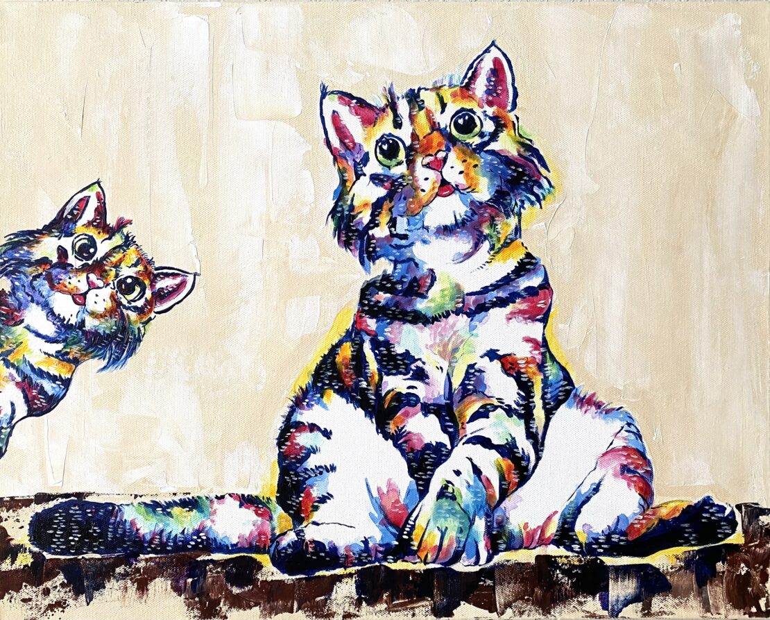 The Kitty Instigator - Jose Antonio Ayala - 16" x 20" - Acrylic on Canvas