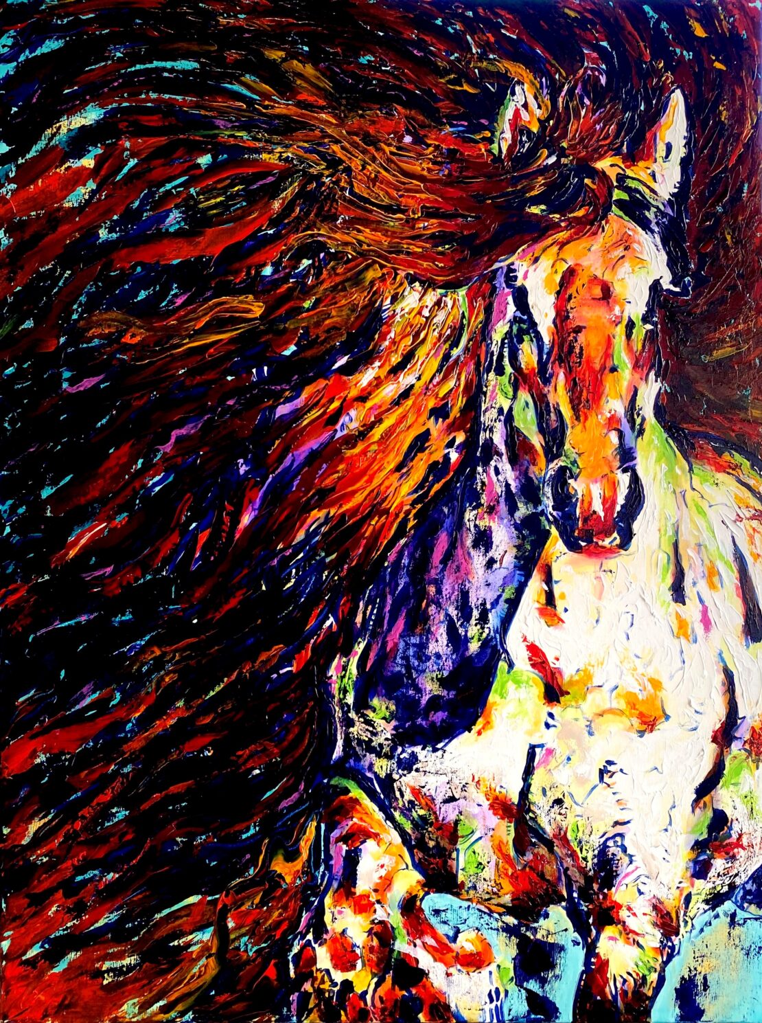 Wind In His Hair - Jose Antonio Ayala - 30" x 40" - Acrylic on Gallery Wrapped Canvas