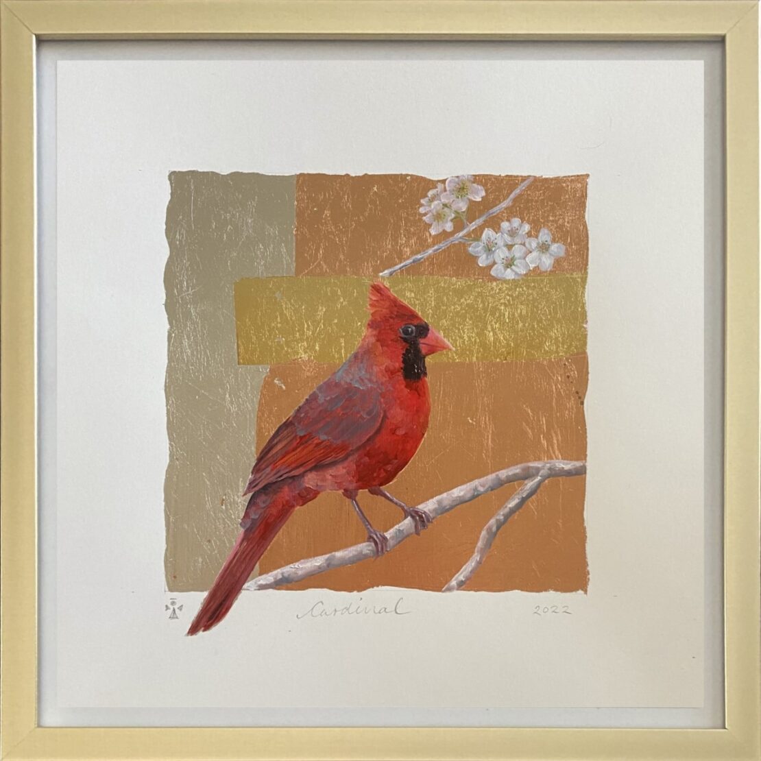 Cardinal 2022 - Angeles Salinas - 13" x 13" - Metallic Leaf on Paper