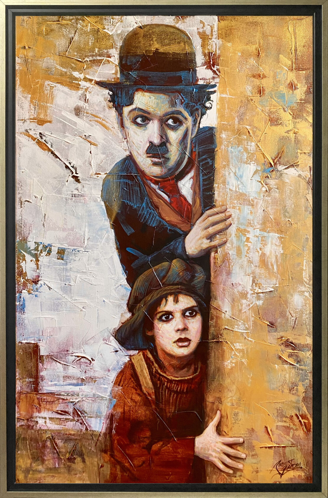 The Kid Charlie Chaplin - Robert Garza - 32.6” x 50.5” - Acrylic on Canvas