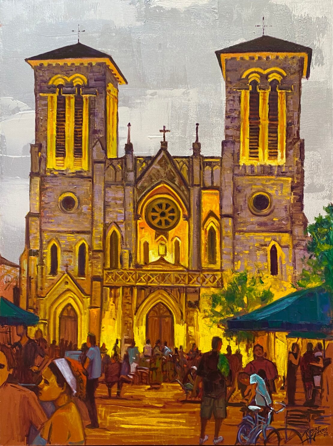 Fiesta San Fernando Cathedral - Robert Garza - 48” x 36” - Oil & Acrylic on Canvas