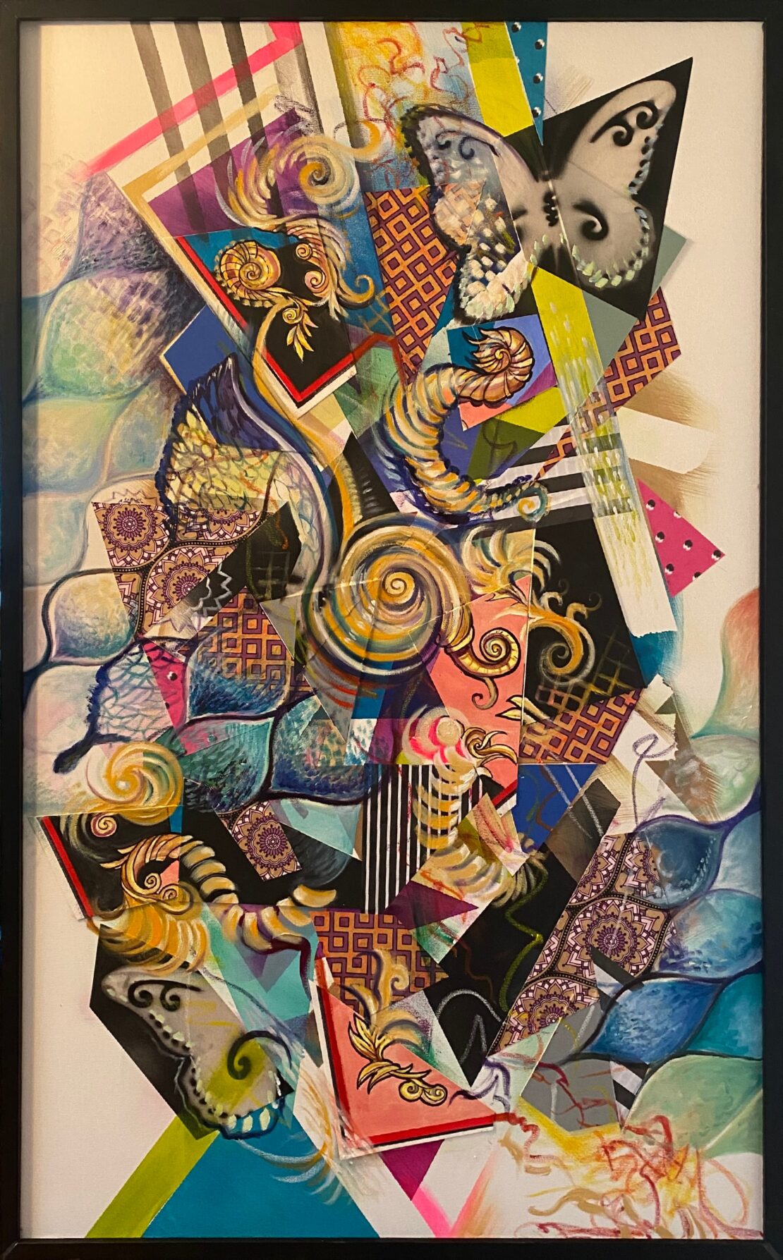 Valerian Jazz - Marcus Cerda - 31.5" x 49.5" - Mixed Media on Canvas with many different colors and shapes.