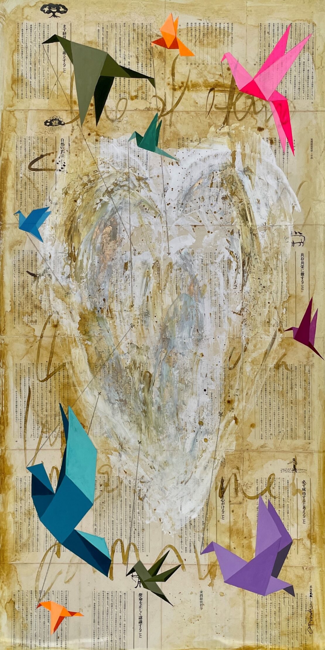 Amigos Luz - Monica Bosch - 24" x 48" - Mixed Media on Wood